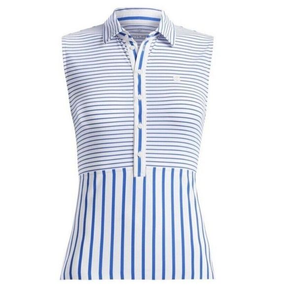 G/FORE | Tops | Gfore Womens Stripe Mix Sleeveless Polo Top Snowcobalt ...
